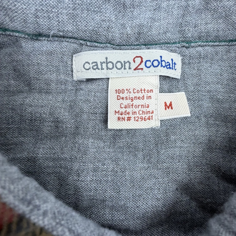 Carbon 2 Cobalt Shirt Mens Size M Cotton Long Sleeve Red Plaid - Picture 3 of 7